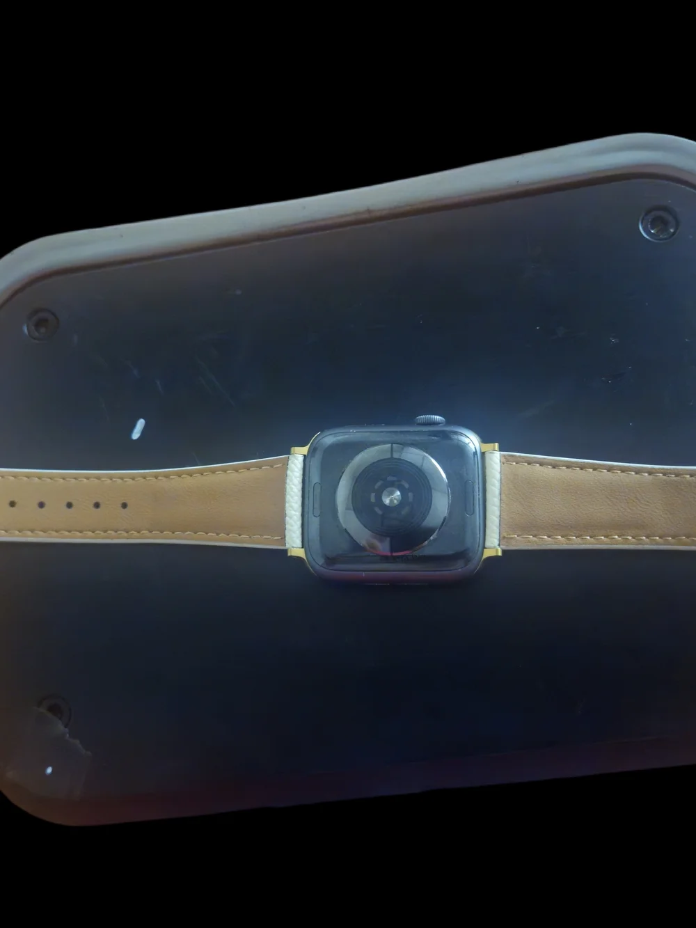 Apple Watch Series 4 with Cream Textured Leather Band - Apple Smartwatch